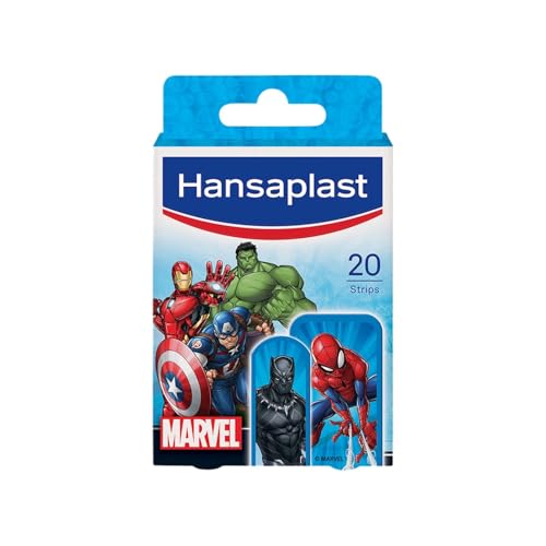 HANSAPLAST - 20 Pansements Enfant Marvel Avengers - Pansements Résistants à L'Eau - Pour Les Petits Bobos - Retrait Facile & Sans Douleur - 2 Formats : 14 Petits + 6 Grands