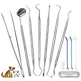 7 Pcs Dog Dental Tooth Scaler and Scraper Tool-Double Headed Stainless Steel Tartar Remover-Tooth...