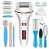 Electric Callus Remover for Feet | Rechargeable Foot File, Electric Foot Scrubber | 18 Piece Pedicure kit for Cracked Heels & Dead Skin with 3 Roller Heads By Quantum Lux (Rose Gold)