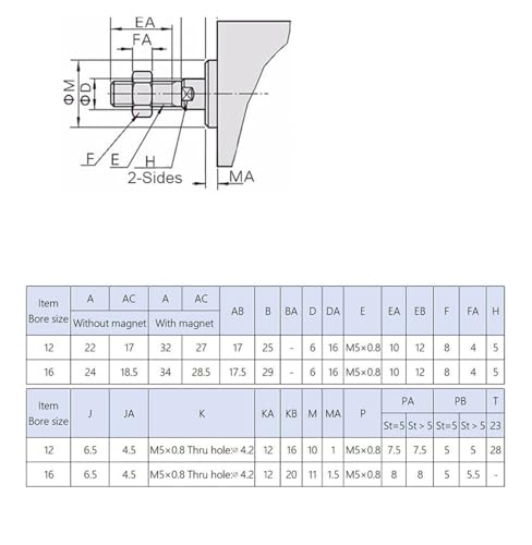 Cylindre pneumatique compact fin alésage 12mm course 25mm - 7