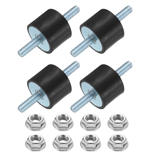 uxcell - uxcell 4Pcs M6 x 18mm Rubber Mounts, 20 x 25mm Cylindrical Anti Vibration Isolator Studs Shock Absorber Double Studs with Nuts for Car Bobbin Generator Air Compressors