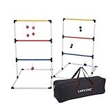 Ladder Ball Set, ladderball Game Set — Includes 2 Ladder Ball Targets with Weighted Bases and 6 Bolas — Ladder Toss Outdoor Game Set for Beach or Summer Outdoor Games, Lawn Games for Family