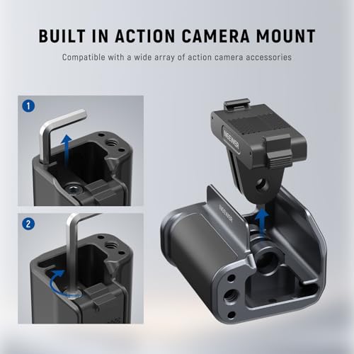 NEEWER AC034 Side Handle Only for AC014 Cage Compatible with DJI Osmo Action 5 Pro/4/3, Modular Quick Release Magnetic Action Camera Mount Adapter with Grip & Cold Shoe Shutter Extender Bar, Dark Gray - Thumbnail 4