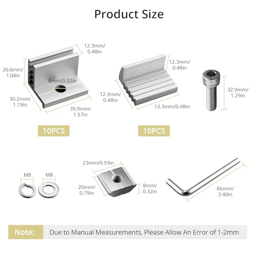 Anbte Solar Panel Mounting Brackets, 40pcs Aluminum Solar Panel End Clamp 30-45mm Adjustable Z Brackets Solar Panel Mounting Kit for Metal Roof, Tin Roof, Flat Roof, Sheet Roof, Silver - Thumbnail 2