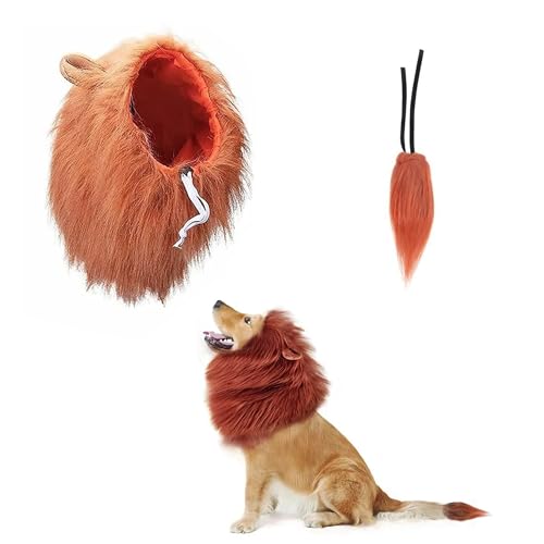 Rotbraunes Löwen-Hundekostüm, mit Schwanz, geeignet für mittelgroße und große Hunde, Hunde-Outfits werden für Halloween, Partys usw. verwendet und verwandeln Sie in einen majestätischen 'König der