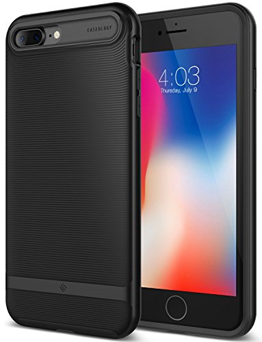 Caseology Wavelength for iPhone 8 Plus Case (2017) / iPhone 7 Plus Case (2016) - Stylish Grip Design - Matte Black