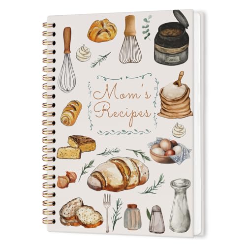 nvucamd Mom Gifts Recipe Kitchen Spiral Notebook, Mom Mother Lined Journal Cookbook, Recipe Book to Write in Your Own Recipes, Mothers Day Birthday Gifts Journaling Notebooks for Kitchen, 5.5x8.7 In