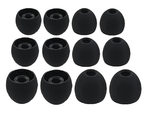 Image of REDWIND Replacement Earphone Silicone Rubber Eartips 3-Size, 12 Caps for Realme Boat JBL Oppo Vivo Samsung One Plus Wired & Bluetooth Neackband Earpads(Inner Hole 3.8mm -4.8mm 6-Pair) (Black)