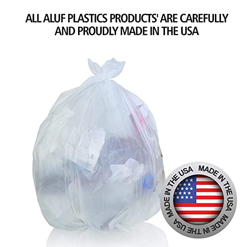 Image of Aluf Plastics 7-8 Gallon Clear Trash Bags (1000 Count) - 24' x 24' - 6 Micron Equivalent High Density Value Garbage Bags Can Liners for Bathroom, Office, Industrial, Commercial, Recycling HCR-242406C | 1000 Count, 6 Micron (eq), Bathroom, Office, Industrial, Commercial, Janitorial, Municipal, Recycling