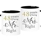 WOSIWULA 48 Year Anniversary Birthday Coffee Mugs Set of 2, 48th Wedding Anniversary Decorations Gifts for Couple Grandparents Parents Women Men Wife Husband Her Him, 48th Birthday Gifts, 11oz