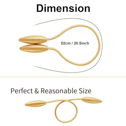 Image of TIED RIBBONS Set of 2 Handmade Decorative Curtain Tiebacks (Rose Gold, 20.5 Inch) - Thicker Twist Rope & Strong Tieback Treatment Holdbacks Holders for Window Sheer Drapes Indoor Outdoor