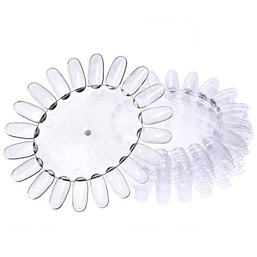 False Nail Flower Wheel For 18 Color Card Display Board Template Sunflower Shaped Nails Art Tools Pack of 10 (Clear)