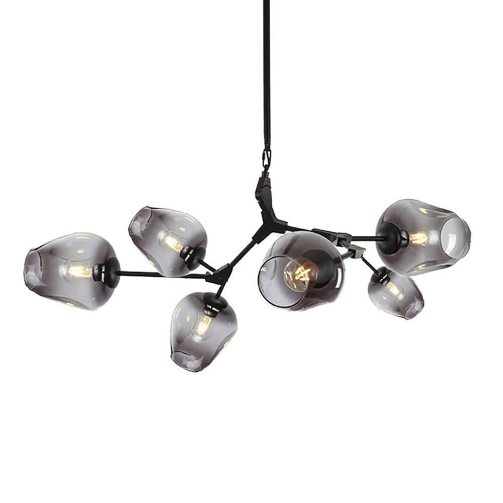 Lustre industriel moderne 7 têtes en verre soufflé avec branches réglables et douilles E27