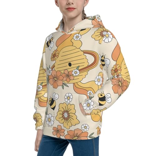 Groovy Floral Kid Hoodies Boys Sweatshirts Girls Pullover with Pocket2