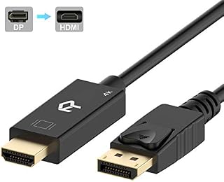Rankie DisplayPort (DP) to HDMI Cable, 4K Resolution Ready, 6 Feet, Black