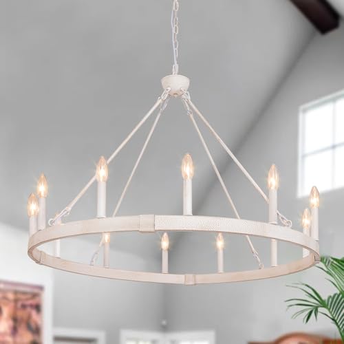Rviezza White Wagon Wheel Chandelier