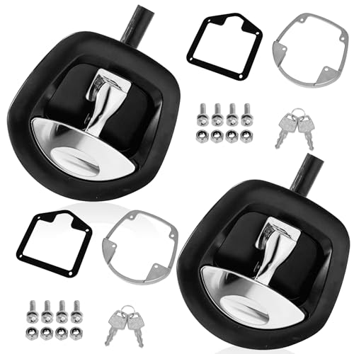 Fsehyue 2Pcs Compression Whale Tail Locks Truck Tool Box Latch Toolbox Fishtail Lock Lever Replacement T Shaped Handle Paddle Lock with Key Suitable for Truck RVs Trailer Box Silver