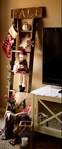 Barnwoodusa Rustic Farmhouse Blanket Ladder - Our 5 Ft Ladder Can Be Mounted Horizontally Or Vertically And Is Crafted From 100% Recycled And Reclaimed Wood | No Assembly Required | Turquoise #TOP6
