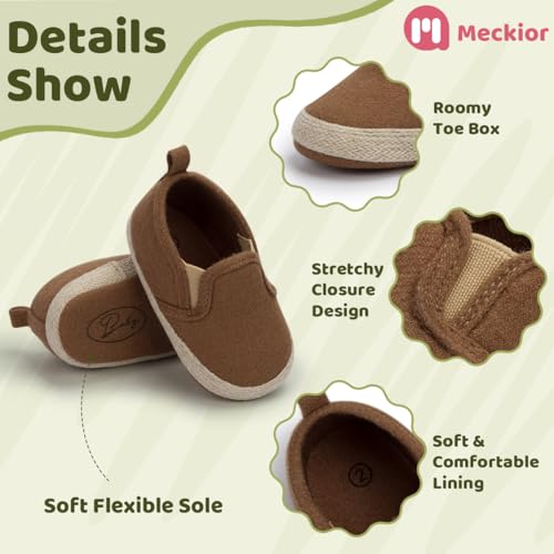Meckior Infant Baby Girls Boys Soft Cotton Shoes Soft Sole Toddler Slip On Newborn Crib Moccasins Casual Sneaker Austin Boy's Flat Lazy Loafers First Walkers Skate Shoe