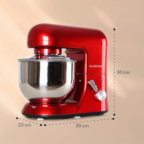 Foto von Klarstein Küchenmaschine, Knetmaschine mit 5L Schüssel, 2000W Profi Küchenmaschine mit Knethaken und Schneebesen, Universal 6 Stufen, Teigmaschine zum Rühren, Kneten und Aufschlagen