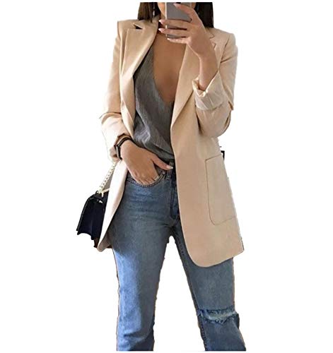 Andongnywell Womens Notched Lapel Pockets Work Office Blazer Jacket Casual Blazers Open Front Long Sleeve Jackets