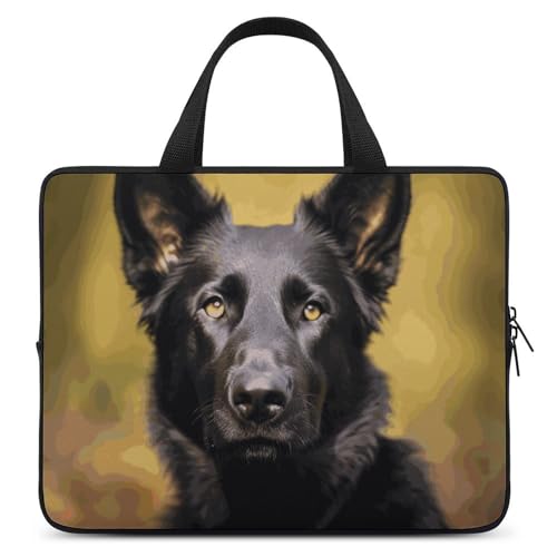 Sacoche ordinateur portable 15" noir anti-choc bandoulière motif Berger Allemand robuste