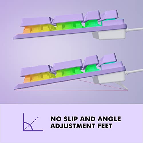 Npet K10 Wired Gaming Keyboard, Rgb Backlit, Spill-Resistant Design, Multimedia Keys, Quiet Silent Usb Membrane Keyboard For Desktop, Computer, Pc (Purple) #TOP7