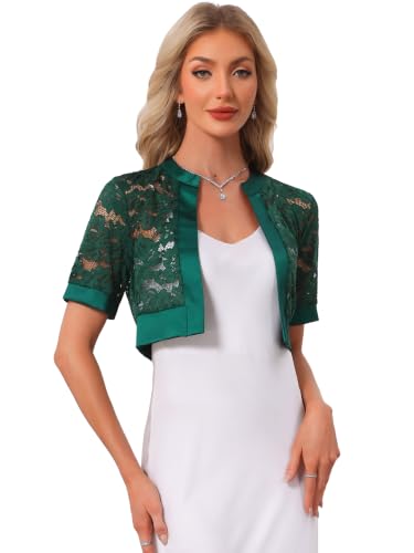 Image of Allegra K Women Cropped Floral Lace Sheer Shrug for Evening Dresses