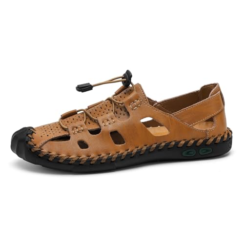 Image of Mens Casual Closed Toe Leather Sandals Outdoor Fisherman Adjustable Sport Summer Shoes