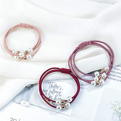 Ruihfas 10Pcs/Lot Korean Hair Accessories Multi Layer Hair Ring With Pearls Hair Rope Hairband #TOP5