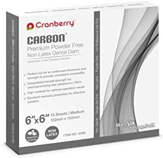 Cranberry USA Cranberry CR8466 Carbon Dental Dam Non-Latex Powder-Free, Spearmint Scented, 6x6, Dark Grey (Pack of 15)