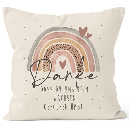 SpecialMe® Kissen-Bezug Danke DASS du Uns beim Wachsen geholfen hast Abschiedsgeschenk Kindergarten Geschenk Erzieher Tagesmutter Natur 40cm x 40cm
