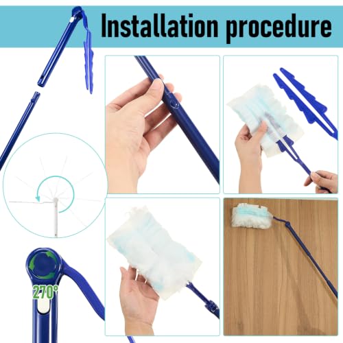 Image of Colingmill 4 Pack Replacement Duster Handles, 3 Ft Extendable, Blue