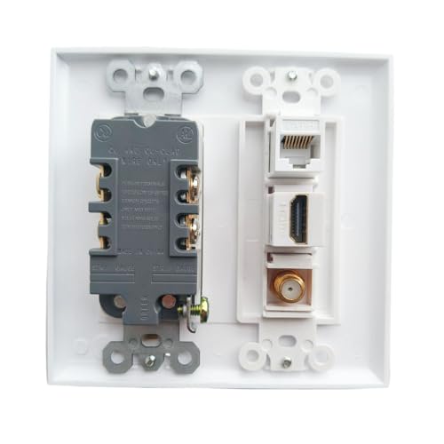 Placa de pared HDMI y toma de 20A que elimina el desorden de cables en la pared 2