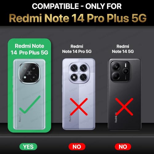 Image of WOW IMAGINE Shock Proof Back Case Mobile Cover for Redmi Note 14 Pro Plus 5G | Back Cover Case (Tough Armor | Hybrid PC + TPU | Ring Holder & in-Built Kickstand | Black)