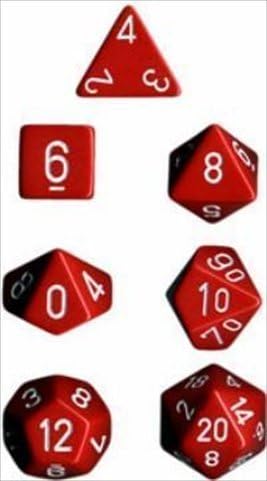 Polyhedral 7 Dice Set Opaque Red w/White CHX25404