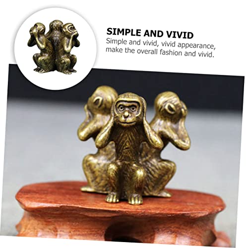 Yardwe Three Not Monkeys Decoraciones Para Salas De Casa Tablescape Decor Monkey Statue Monkey Animal Statues Feng Shui Figurine Table Monkey Sculpture Pure Copper Household Decor Metal #TOP7