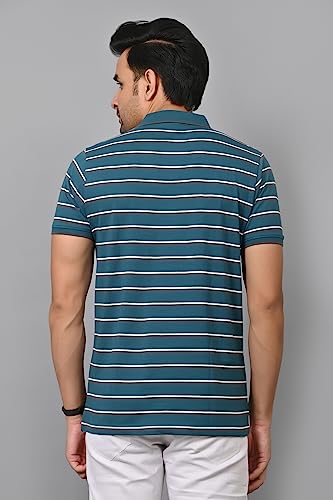 Arbour Men Polo Neck Striped Pocket Half Sleeves T-Shirt