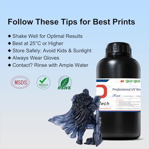 Image of Siraya Tech Fast ABS-Like 3D Printer Resin 405nm UV-Curing Non-Brittle High Precision 3D Printing Liquid Standard Photopolymer Resin for LCD DLP 3D Printing 8K Capable (Smoky Black, 1kg)