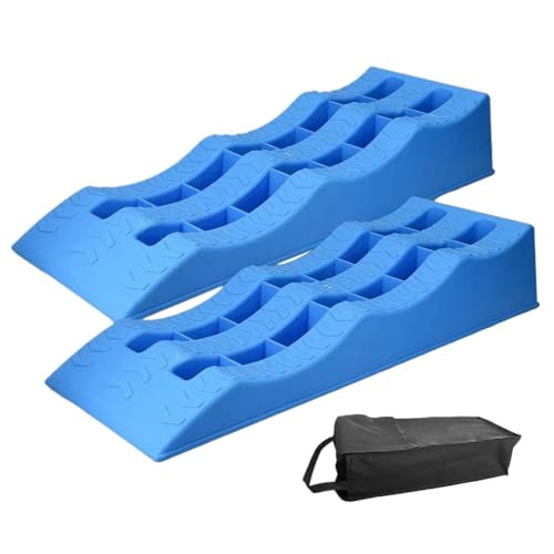 SynapSYA Caravan Levelling Ramps 2Pcs RV Leveling Ramps Lightweight Curb Ramps 3 Stage Campers Leveling Blocks(Blue)