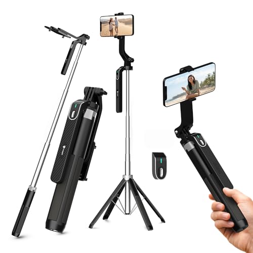 Image of Tygot T-180 Selfie Stick 67 inch (170 cm) for Mobile with Tripod Stand, Detachable Bluetooth Remote, 360 Rotating Head, Adjustable Phone Holder, Extendable Selfie Stick for Photography & Vlogging