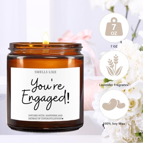 Image of Engaged Gifts Engagement Gifts for Couples Her Engagement Party Decorations | Gift for Couple Wine Bag Scented Candles Set Pairs Well with Getting Engaged Wine Bag Smell Like You're Engaged