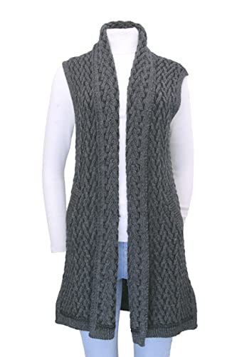 Abrigo de punto Herringbone Aran Crafts chaleco largo de mujer abrigo 5