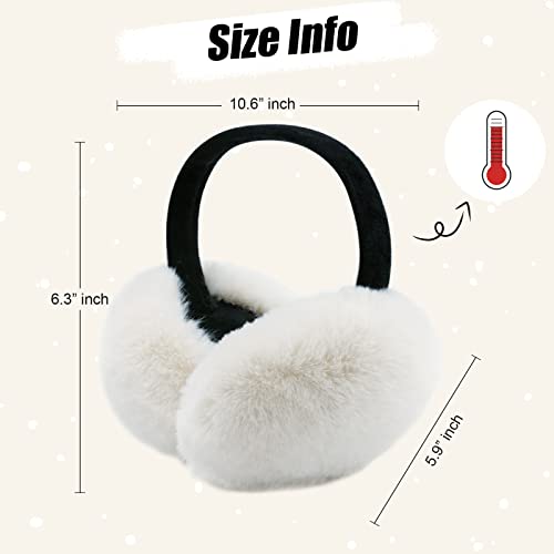 Fsteoe Women Winter Ear Muffs Foldable Girl Ear Warmer Fashion Furry Earmuff Soft Ear Cover Cold Weather (K-Khaki) #TOP4
