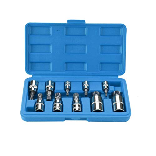 OCGIG 10pcs Jeu de Douille XZN 1/2" 3/8" 1/4" 12 Pans Embout en Acier S2 4-18mm Cover