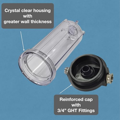 Image of Pro X1 RV Water Filter Housing with High Efficiency Activated Carbon Filter 2.5X10 inch, Heavy Duty Stainless Steel Bracket, Clear