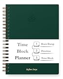 Undated Daily Planner - Time Blocking & ADHD Planner. To Do List, Hourly Schedule, Daily and Monthly Agenda. Designed for Time Management & Productivity. Spiral Softcover Notebook. 200 Pages, A4.