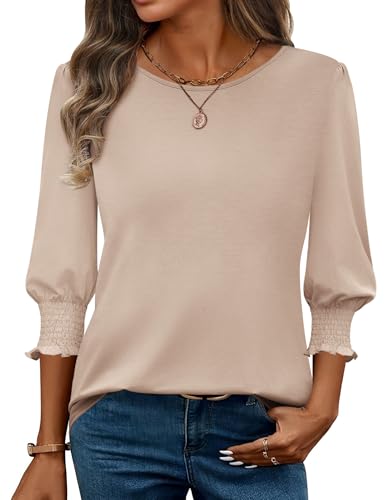 Zeagoo Tunic Tops for Women Loose Fit Dressy Three Quarter Sleeve Shirts Woman Fall Winter Solid Innerwear