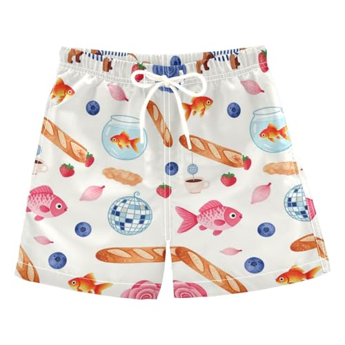 Short de bain garçon teckel et pâtisserie française imprimé unique