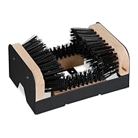 Relaxdays Boot Scraper, All-Round Brushes, Outdoor Doormat, Shoe Cleaner, Sturdy Bristles, Floor Mounting, Black/Natural, Wood 30% Plastic 40% Iron, 1 Item